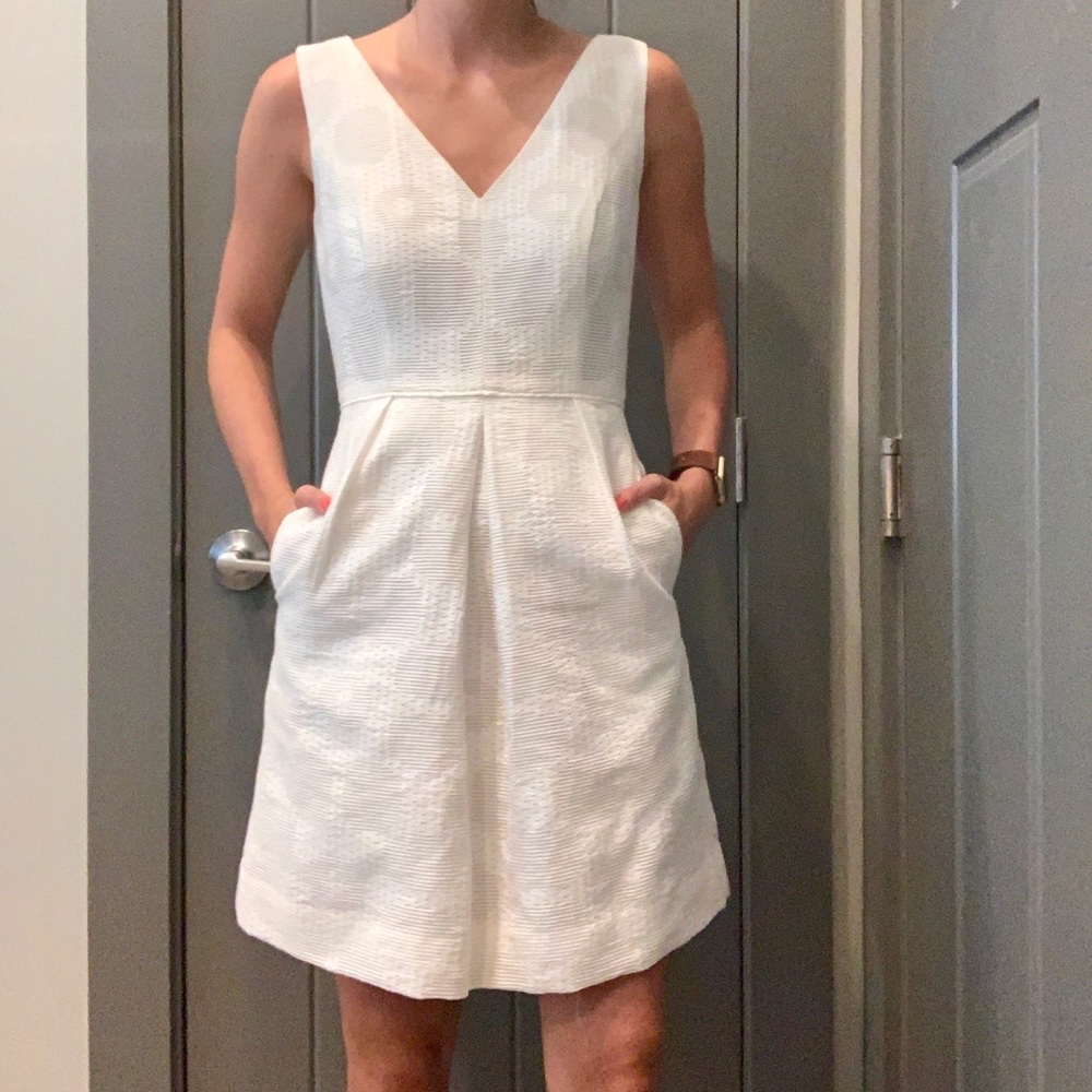 J. Crew textured white A-line dress